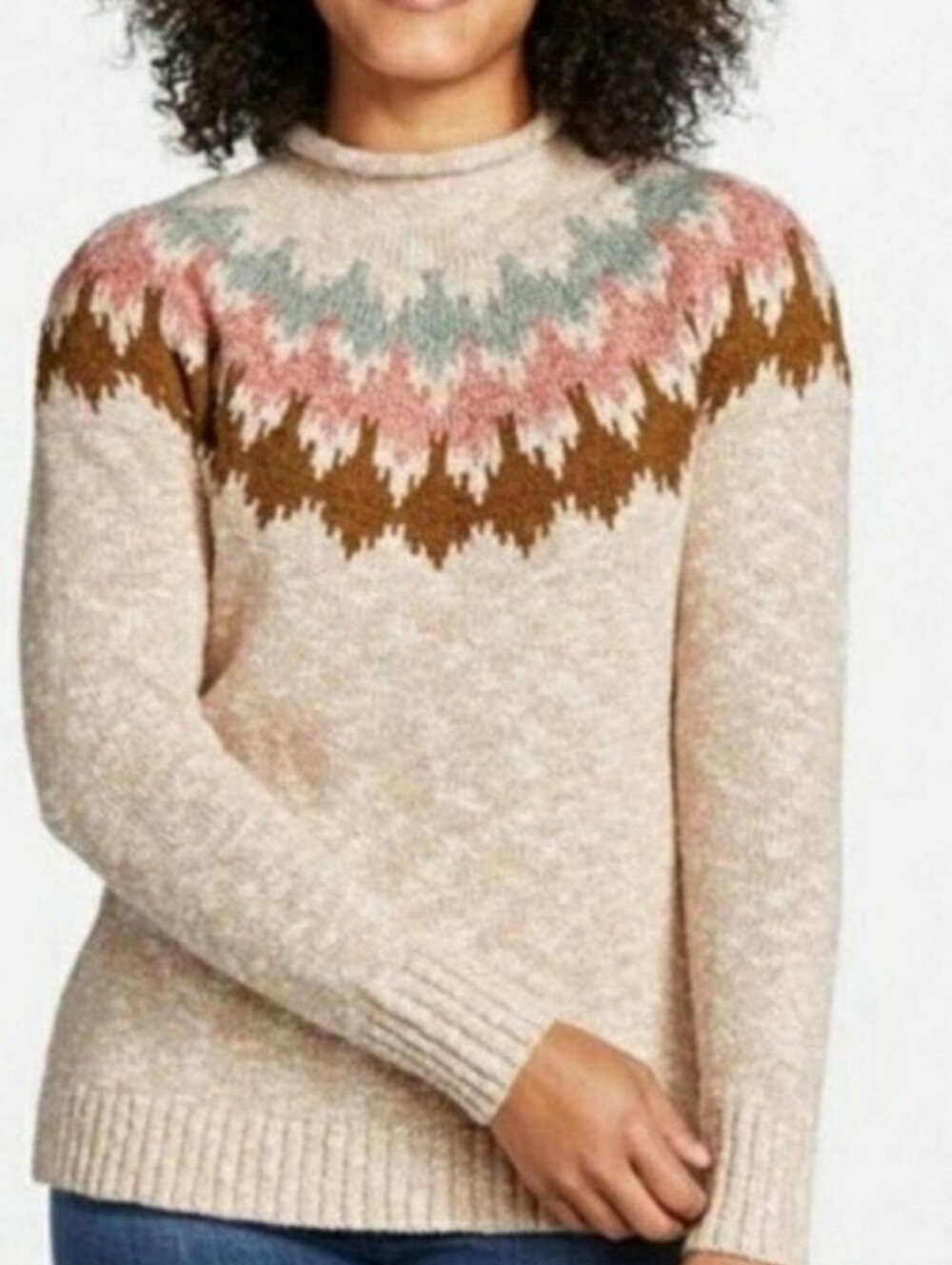 Ll Bean Cotton Ragg Roll Neck Sweater